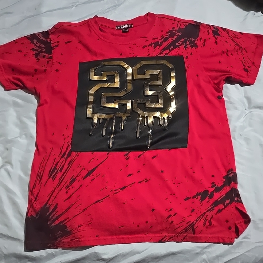 Kids Red Graphic Tee with Gold Number by rebels
